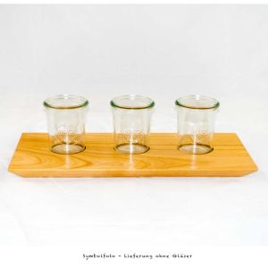 Servier-Bar aus KIRSCHBAUM für 3 Weck Mini-Sturzgläser