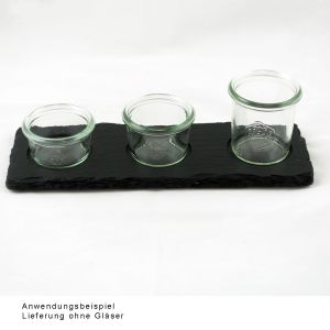 Schiefer Servier-Bar f??r 3 WECK Mini-Sturzgl??ser